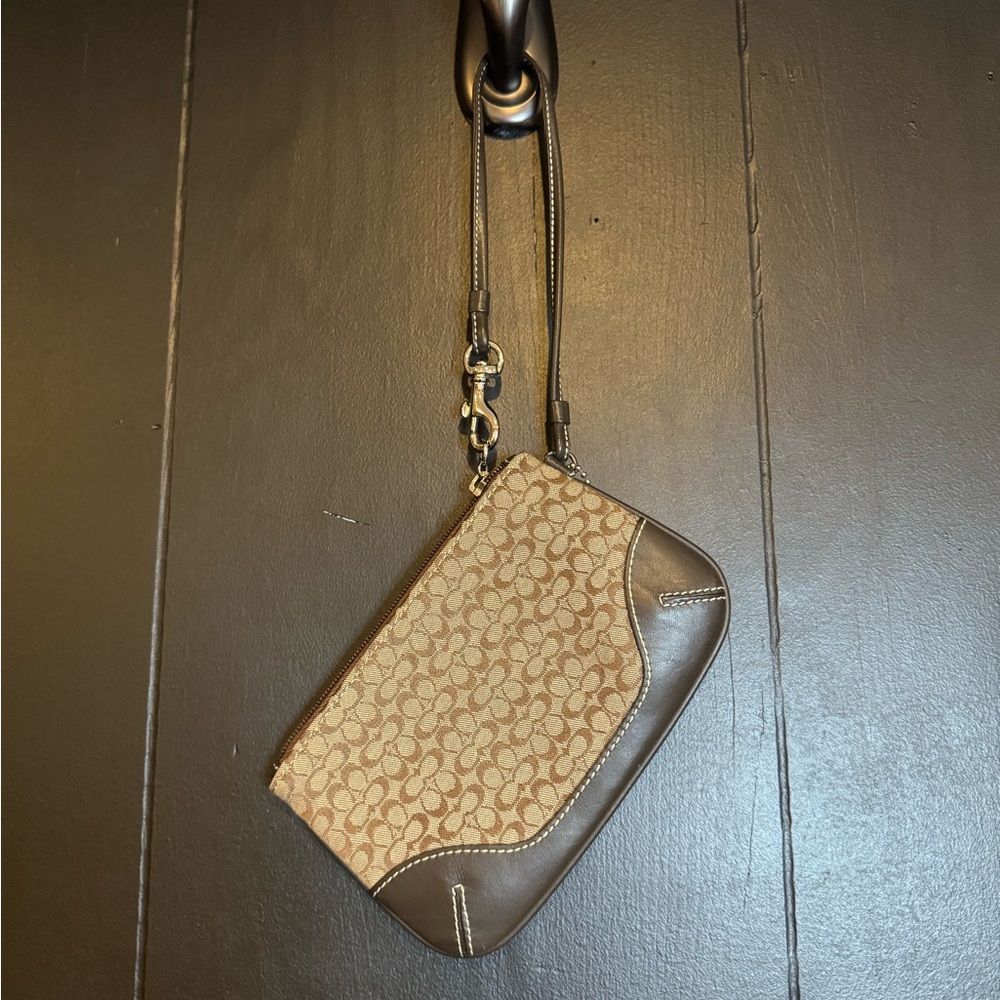 Coach Tan and Brown Wristlet